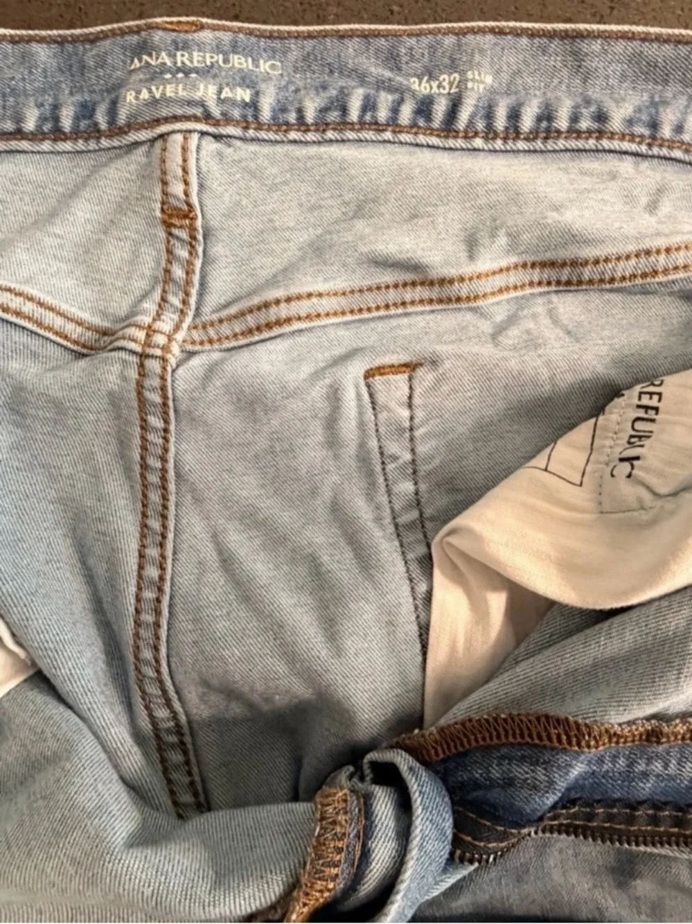 Lot Of 3 Jeans Banana Republic Traveler Slim Fit 36X32 Jeans Light Medium Dark
